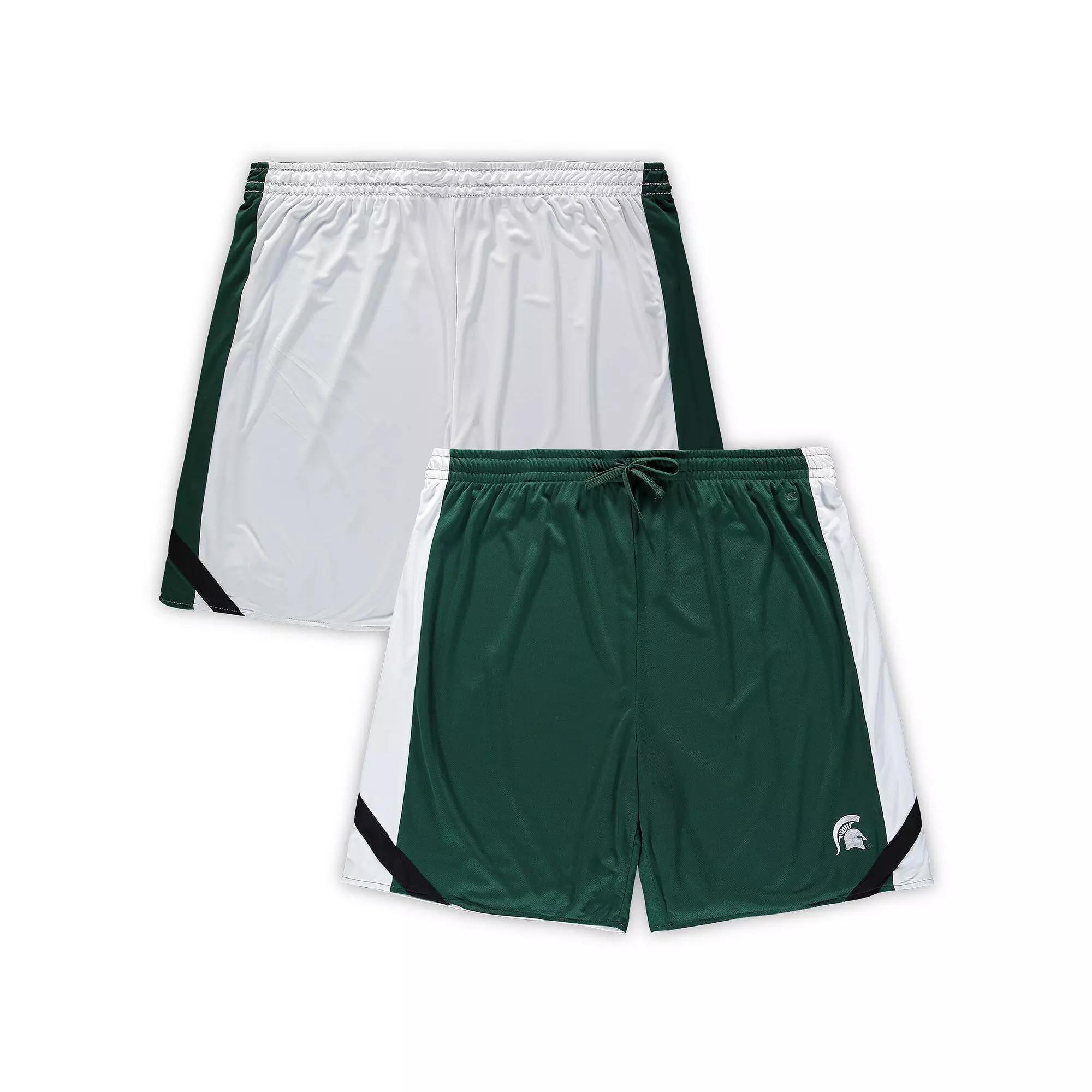 Men's Colosseum Green/White Michigan State Spartans Big & Tall Team Reversible Shorts, Size: 3XB Product Image
