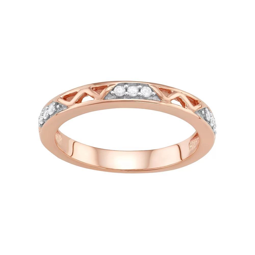 Jewelexcess Sterling Silver 1/10 Carat T.W. Diamond Openwork Ring, Women's, Size: 7, Rose Gold Tone Product Image