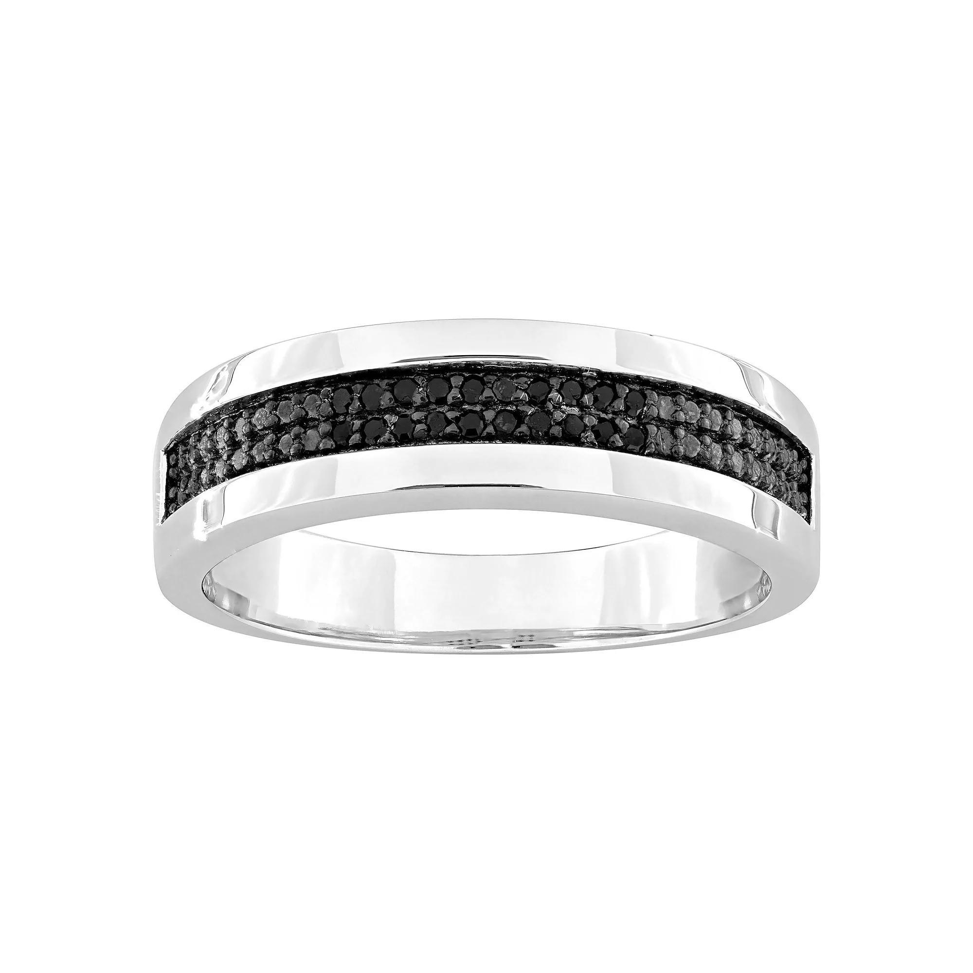 Stella Grace Men's Sterling Silver 1/10 Carat T.W. Black Diamond Anniversary Ring, Size: 11 Product Image