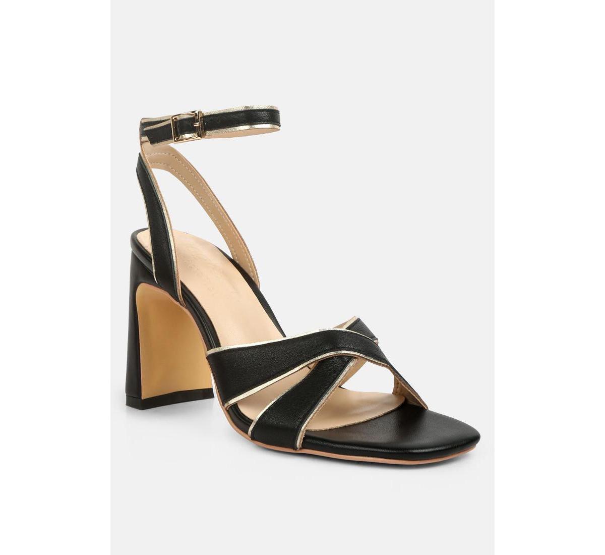 Rag & Co Women's Metallic Lined Leather Block Heel Sandals, Size: 10, Beige Gold Product Image