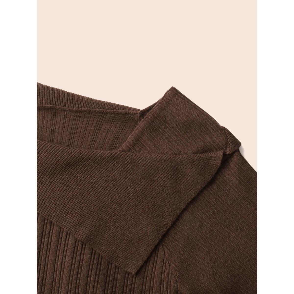 Plus Size Supersoft Essentials Asymmetrical Neck Slim Fit Pullover DarkBrown Women Casual Skinny Long Sleeve Asymmetrical Neck Everyday Pullovers BloomChic 14-16/1X Product Image