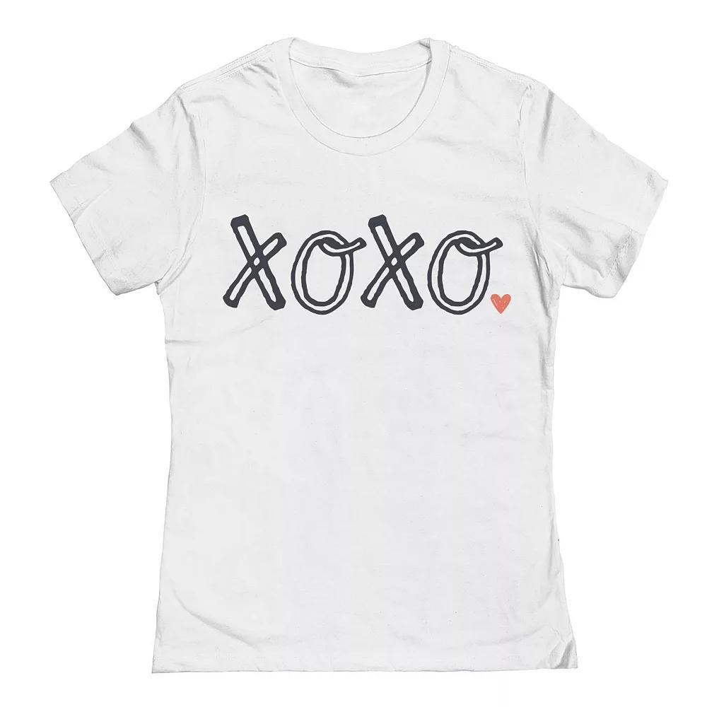 Junior's XOXO Heart Valentine's Day Graphic Tee, Women's, Size: Medium, White Product Image