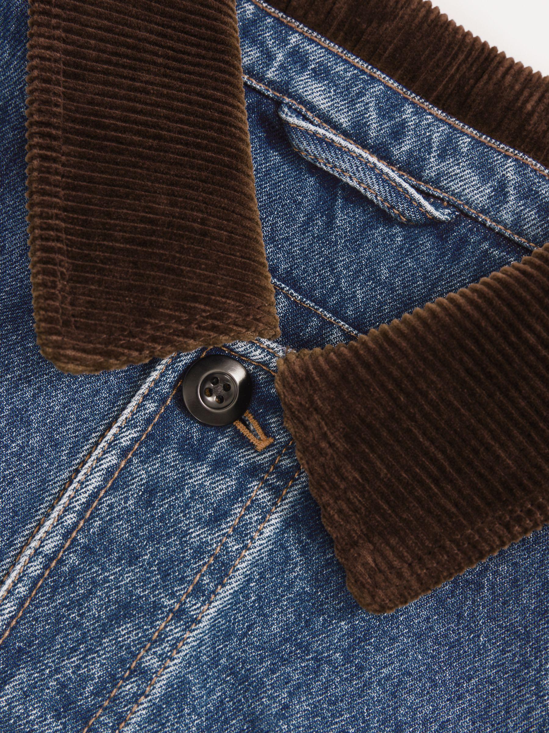Corduroy Collar Denim Worker Jacket in Denim Blue Product Image