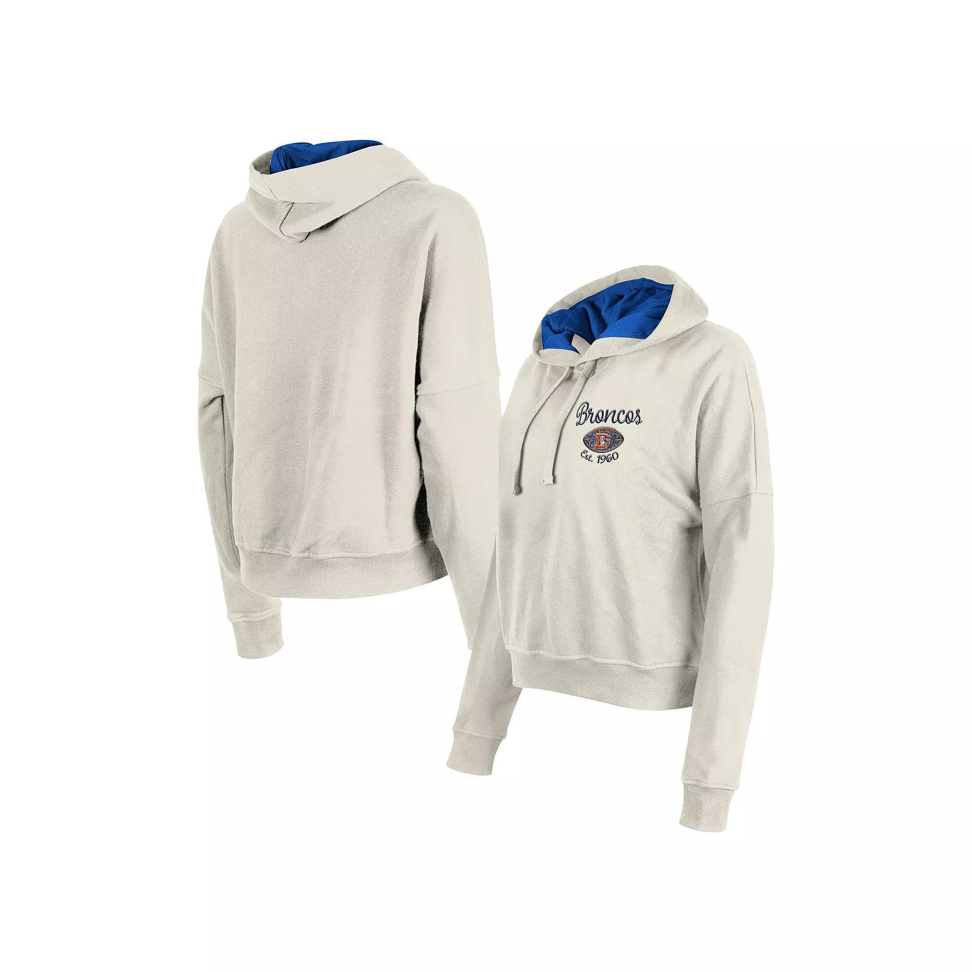 Women's New Era Cream Denver Broncos 3rd Down Historic Pullover Hoodie, Size: Large, Beige Product Image