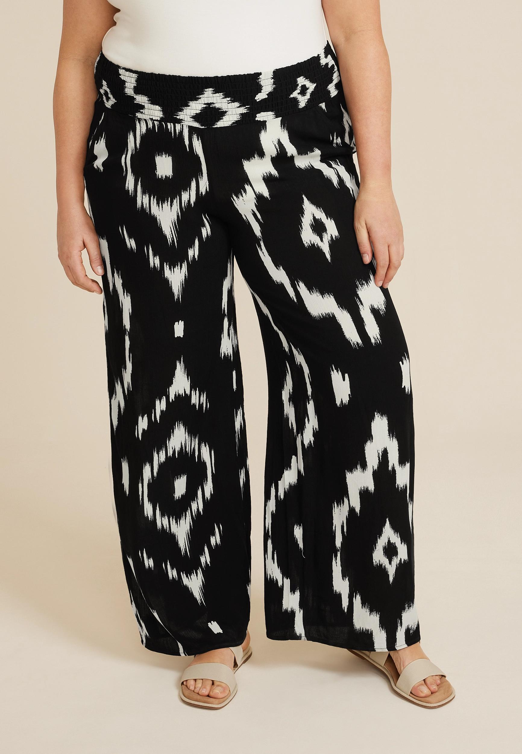Maurices Plus Size Womens High Rise Printed Palazzo Pants Size 4X Product Image