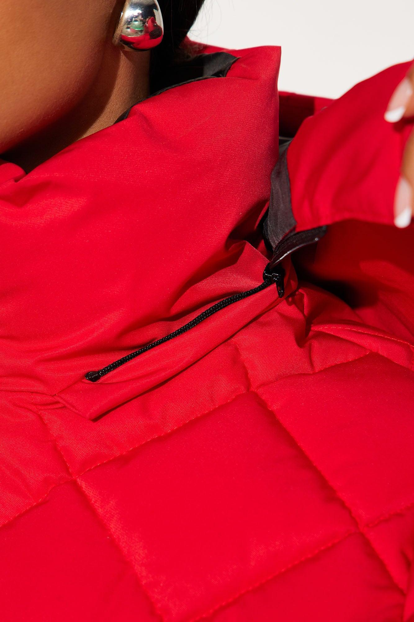 Snow Days Quilted Puffer Jacket - Red Product Image