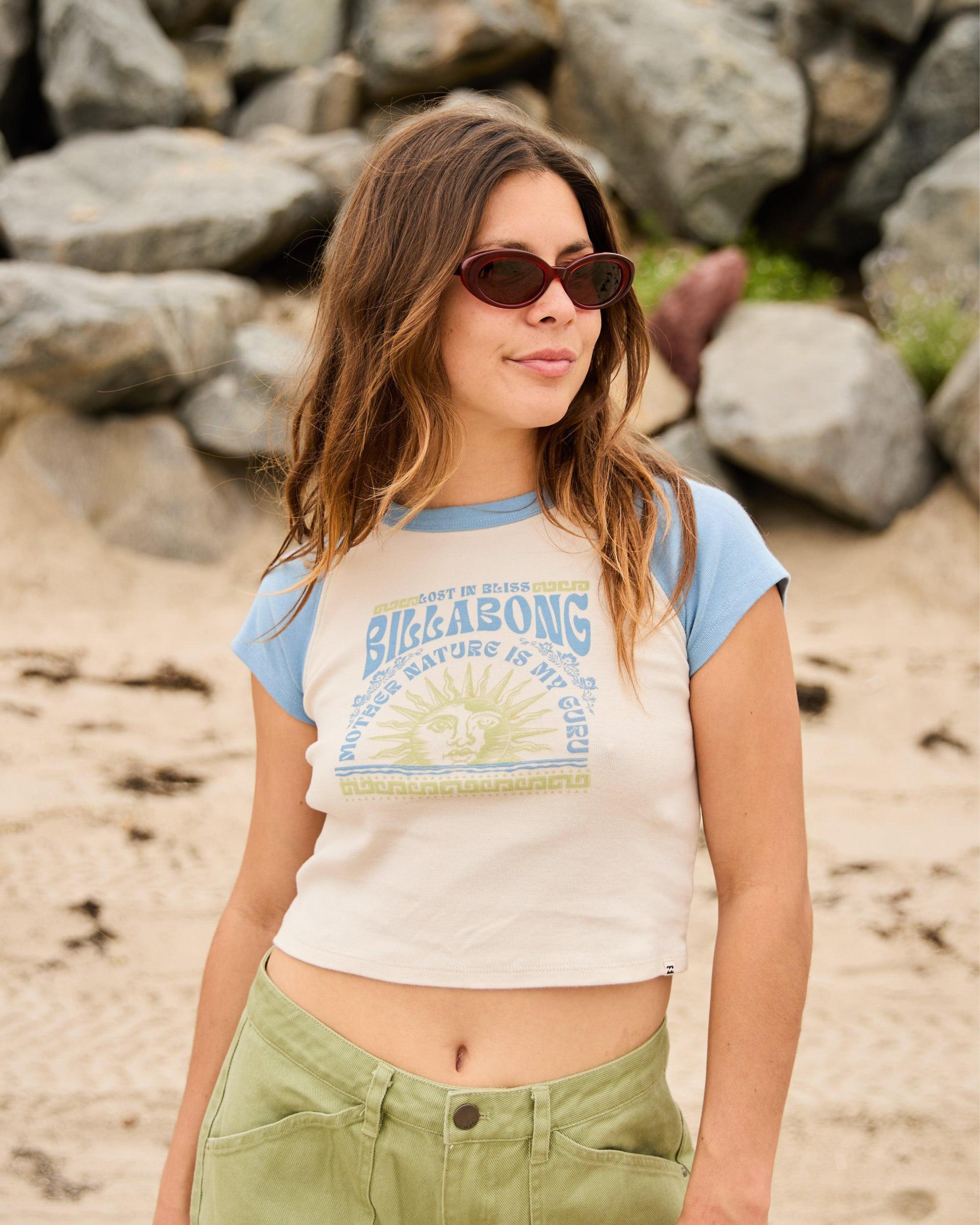 Blissed Cropped Raglan T-Shirt - Blue Shadow Female Product Image