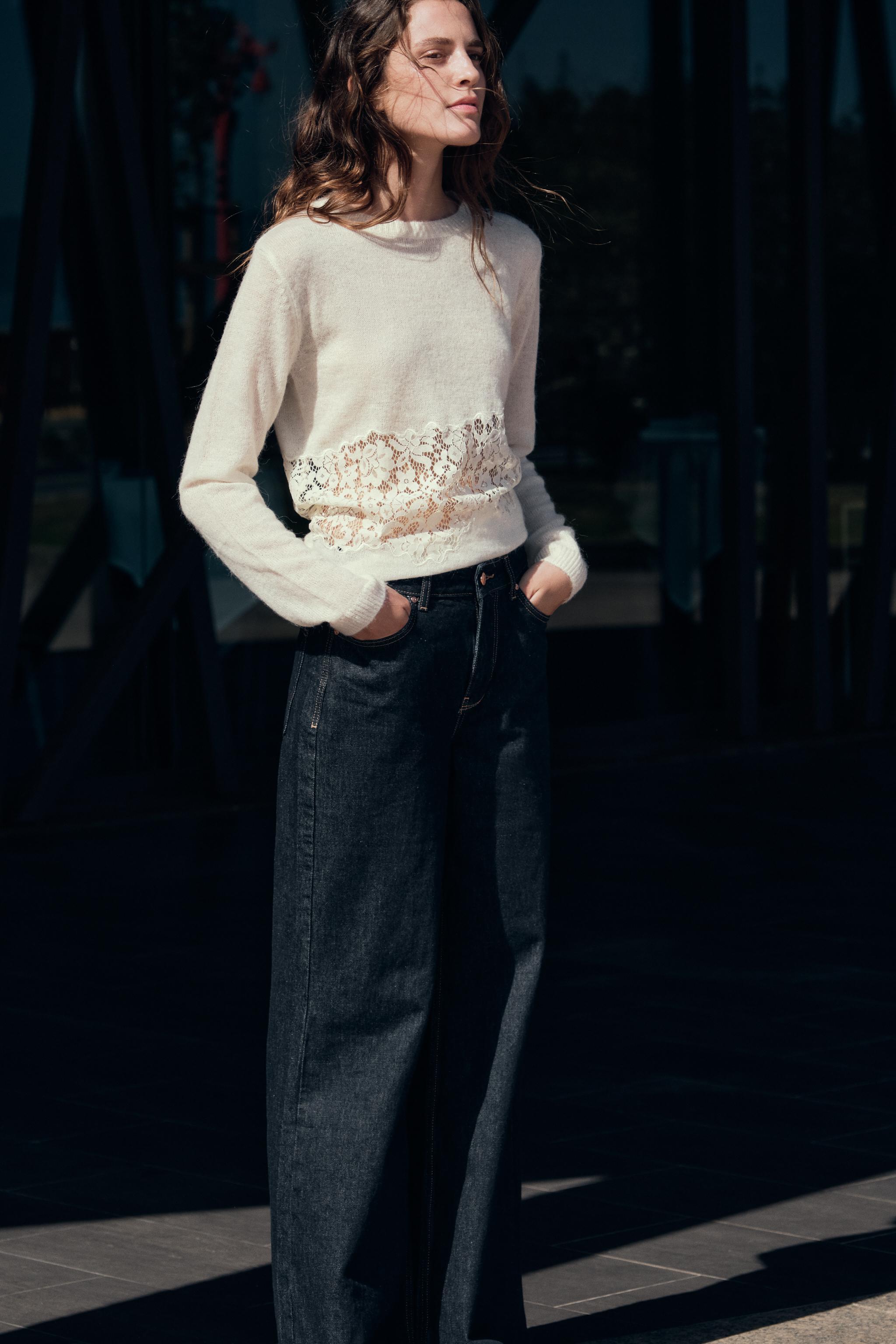 COMBINATION KNIT LACE SWEATER Product Image