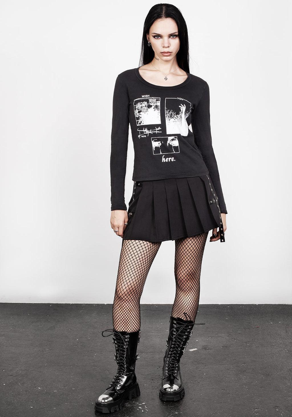 Wish Washed Black Scoop Neck T-Shirt Product Image
