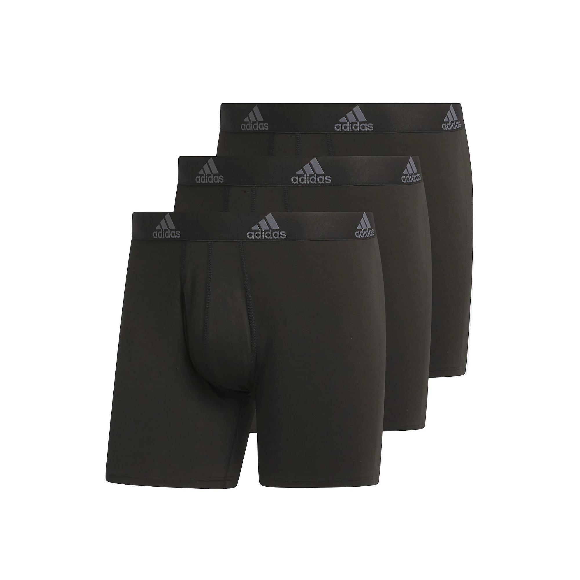 adidas Stretch Cotton Boxer Briefs 3-pack Black 4XL Mens Product Image