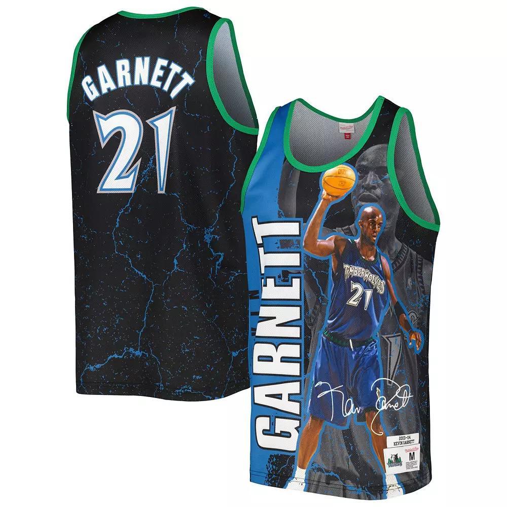 Men's Mitchell & Ness Kevin Garnett Black Minnesota Timberwolves 2003-04 Hardwood Classics Player Burst Tank Top, Size: Large Product Image
