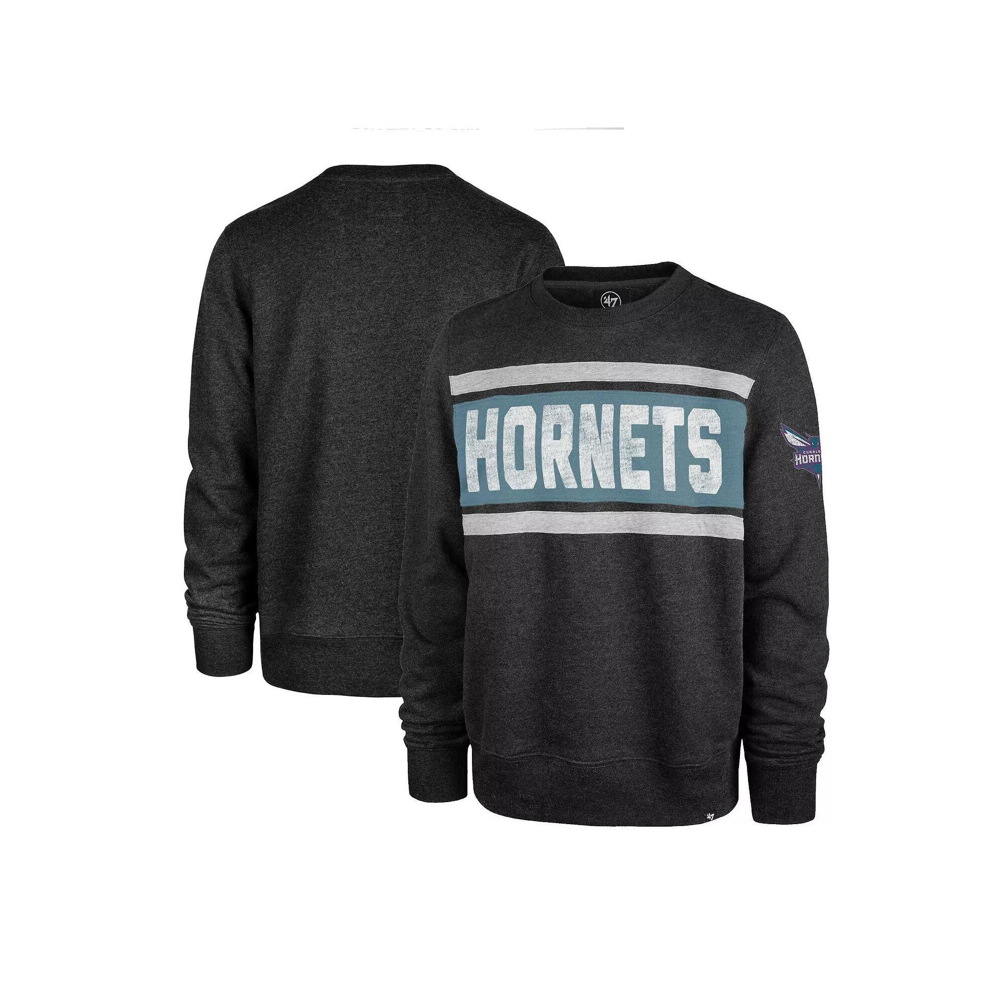 Men's '47 Heather Black Charlotte Hornets Tribeca Emerson Pullover Sweatshirt, Size: Small, Chr Charco Product Image