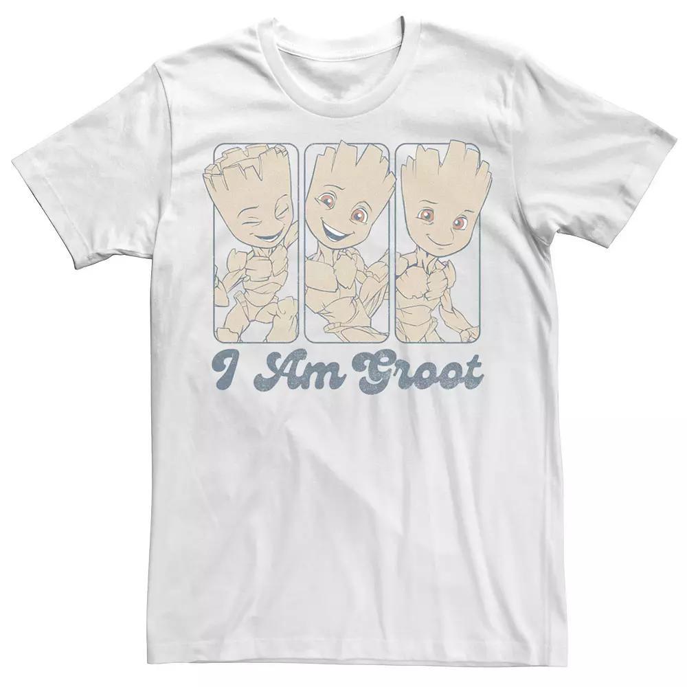 Men's Marvel Guardian Of The Galaxy Three Groots Panel I Am Groot Tee, Size: XS, White Product Image