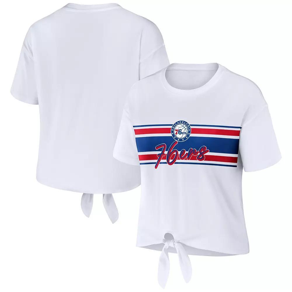 Women's WEAR by Erin Andrews White Philadelphia 76ers Tie-Front T-Shirt, Size: XS, 76r White Product Image