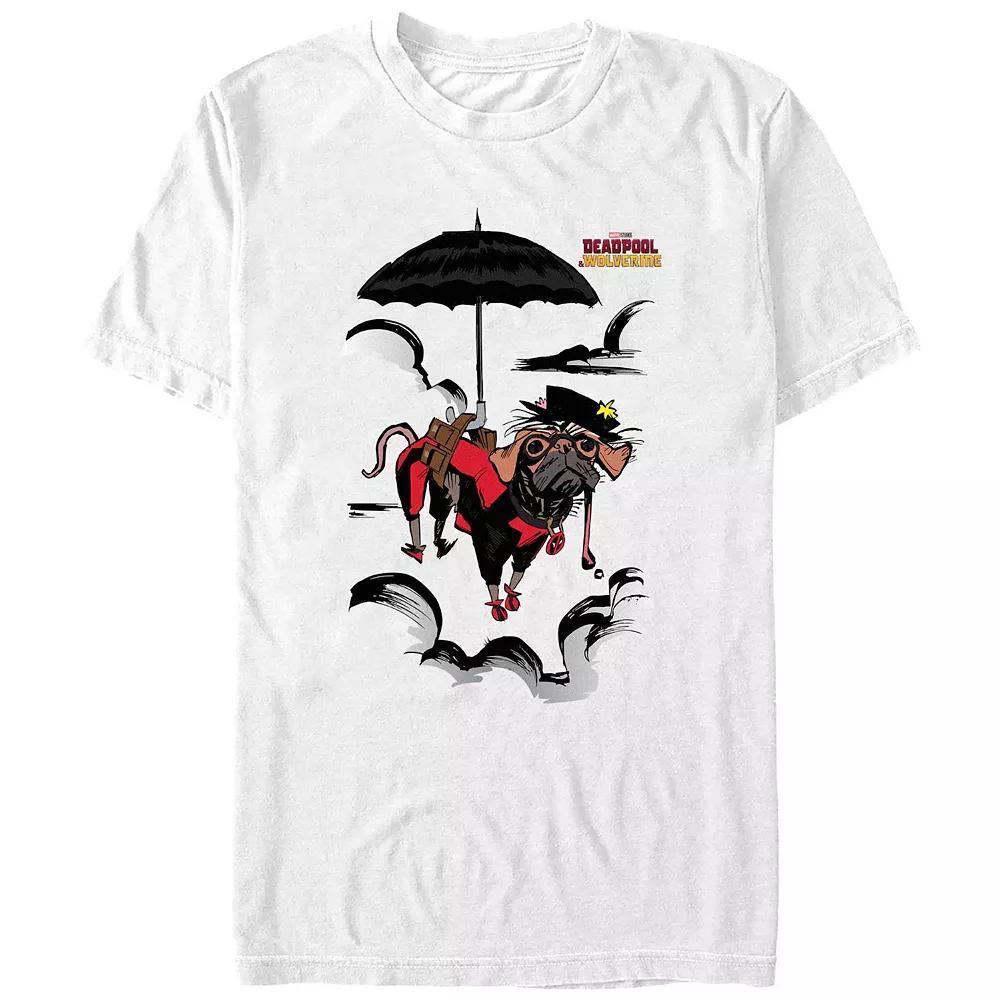 Men's Deadpool And Wolverine Dogpool Mary Poppins Clouds Graphic Tee, Size: XL, White Product Image