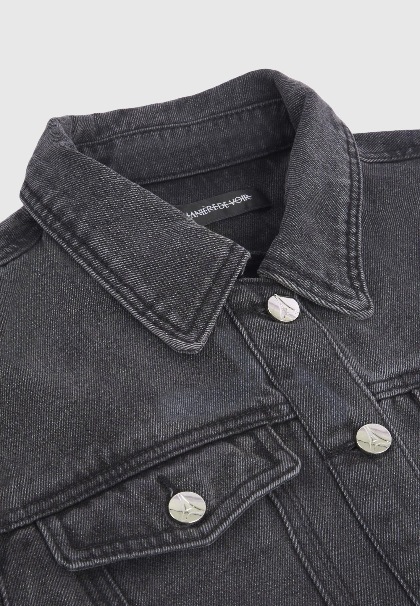 Cropped Tacked Sleeve Jacket - Washed Grey Female Product Image