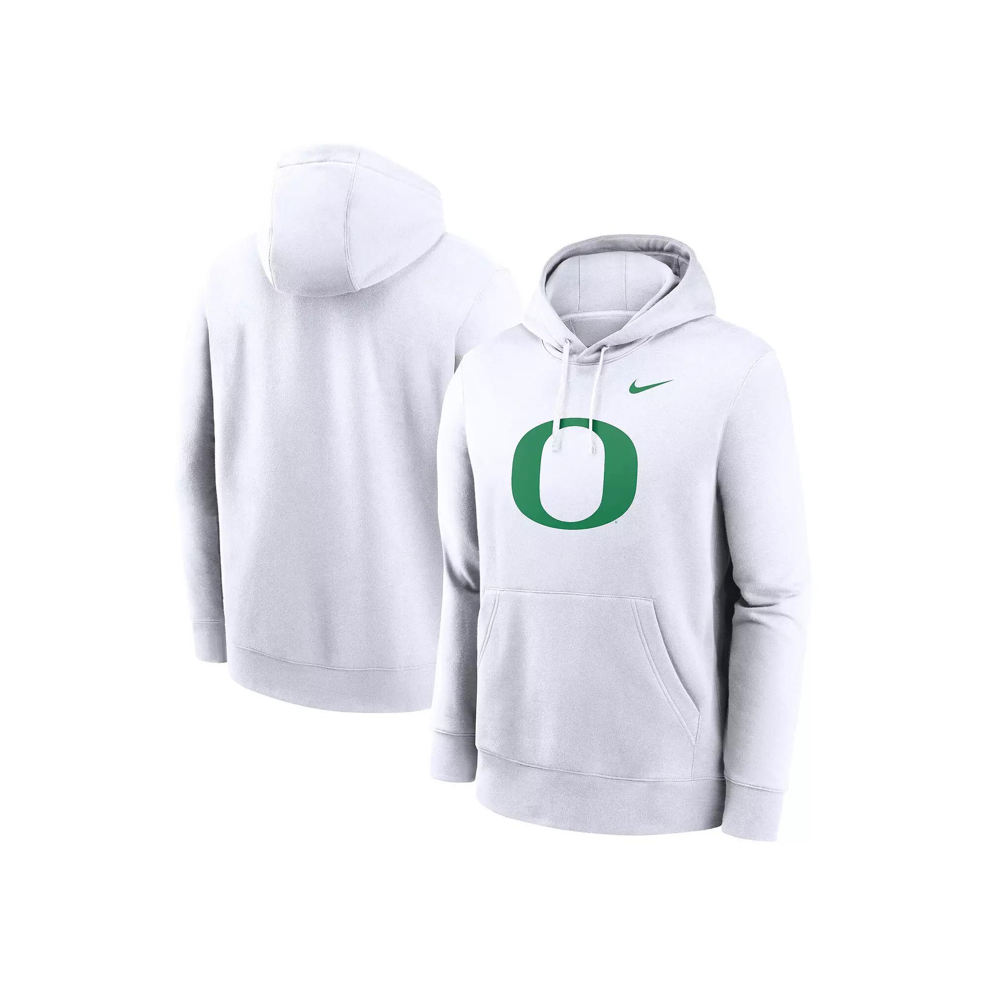 Men's Nike White Oregon Ducks Primetime Evergreen Club Fleece Pullover Hoodie, Size: Large Product Image