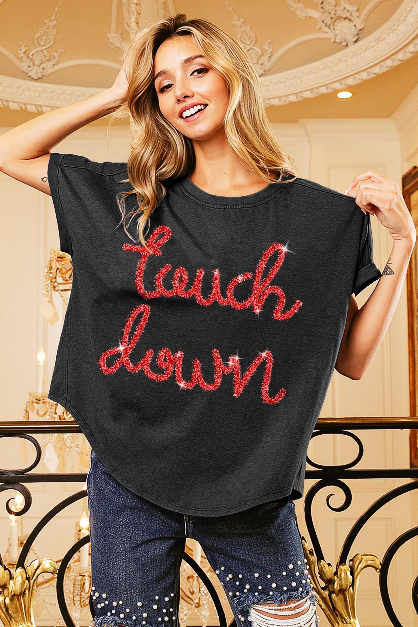 TOUCHDOWN METALLIC LETTER VINTAGE WASHED TOP Product Image