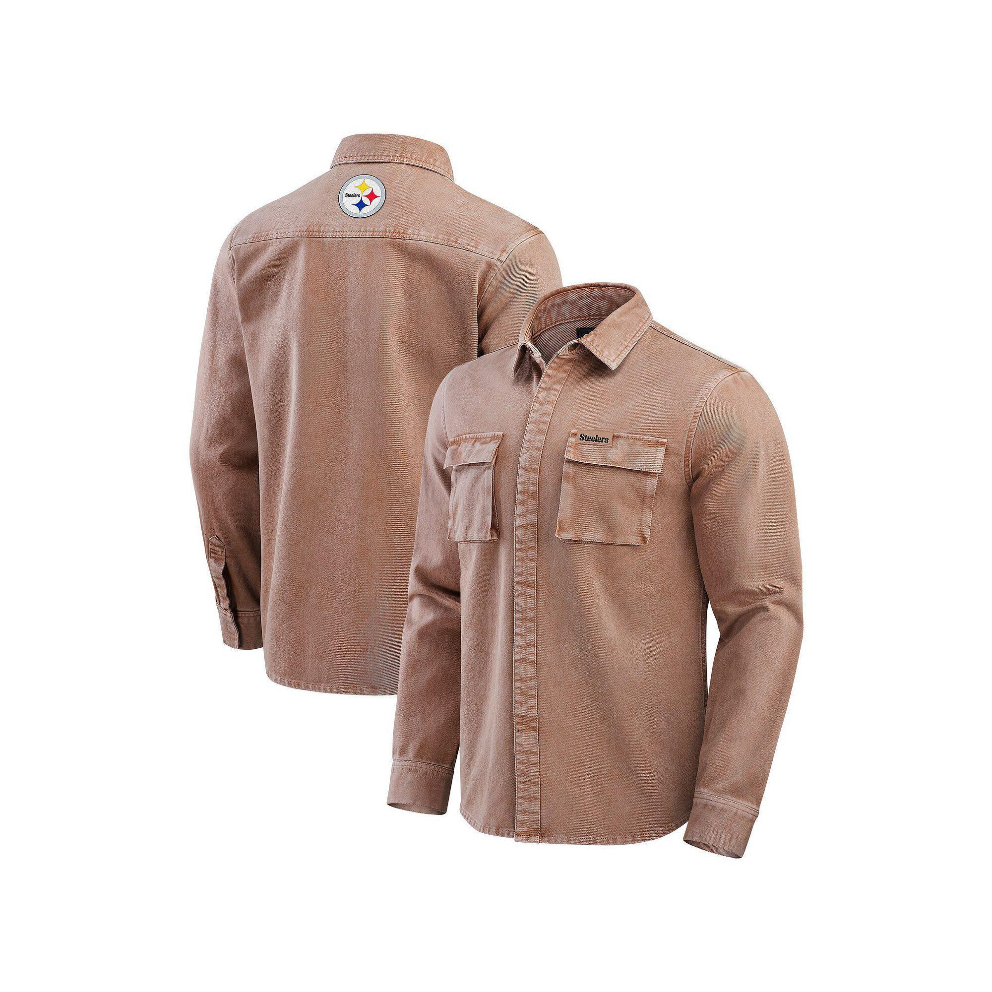 Men's Darius Rucker Collection by Fanatics Brown New England Patriots Garment Dyed Long Sleeve Full Snap Shirt, Size: 3XL Product Image