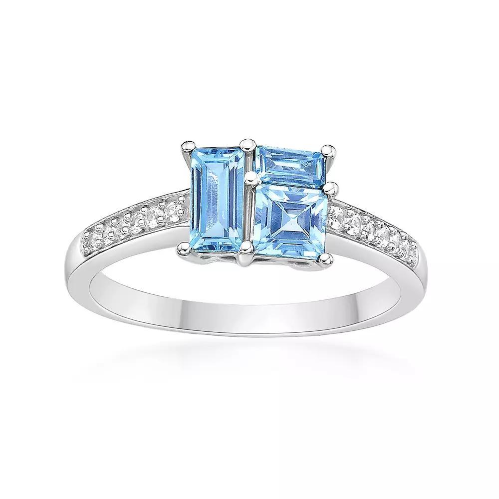 Gemminded Sterling Silver ISQA Blue Topaz & Lab-Created White Sapphire Ring, Women's, Size: 6 Product Image