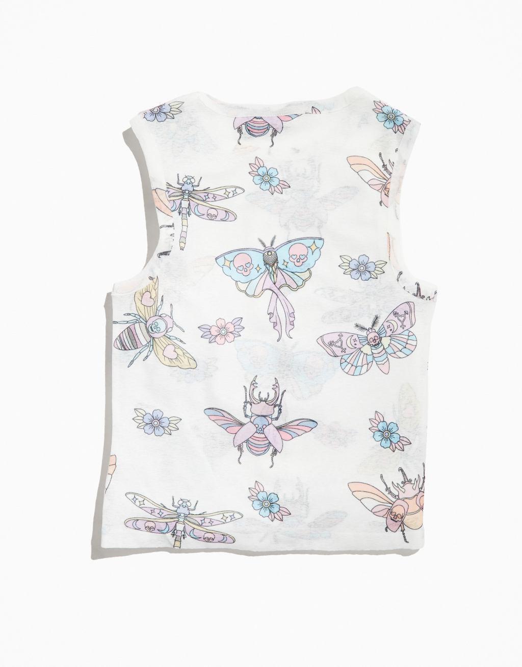 ASOS DESIGN PRIDE genderless cropped mesh tank top in white with print Product Image