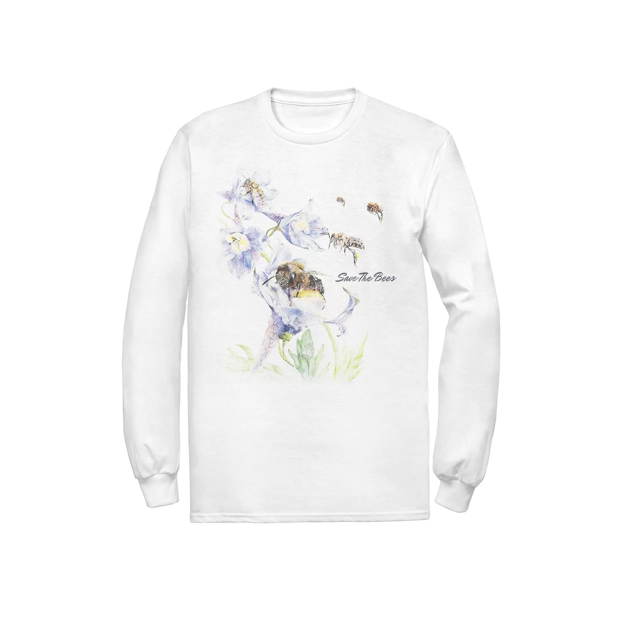 Men's Earth Day Save The Bees Floral Tee, Size: Large, White Product Image