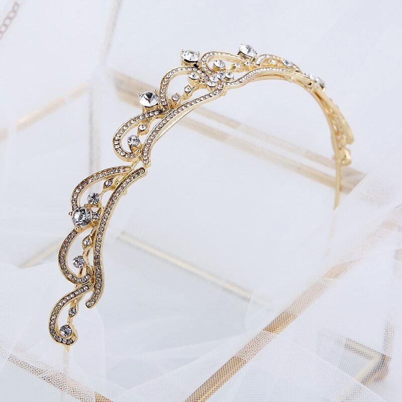"Anya" - Rhinestone Bridal Tiara - Available in Silver, Rose Gold and Yellow Gold Product Image