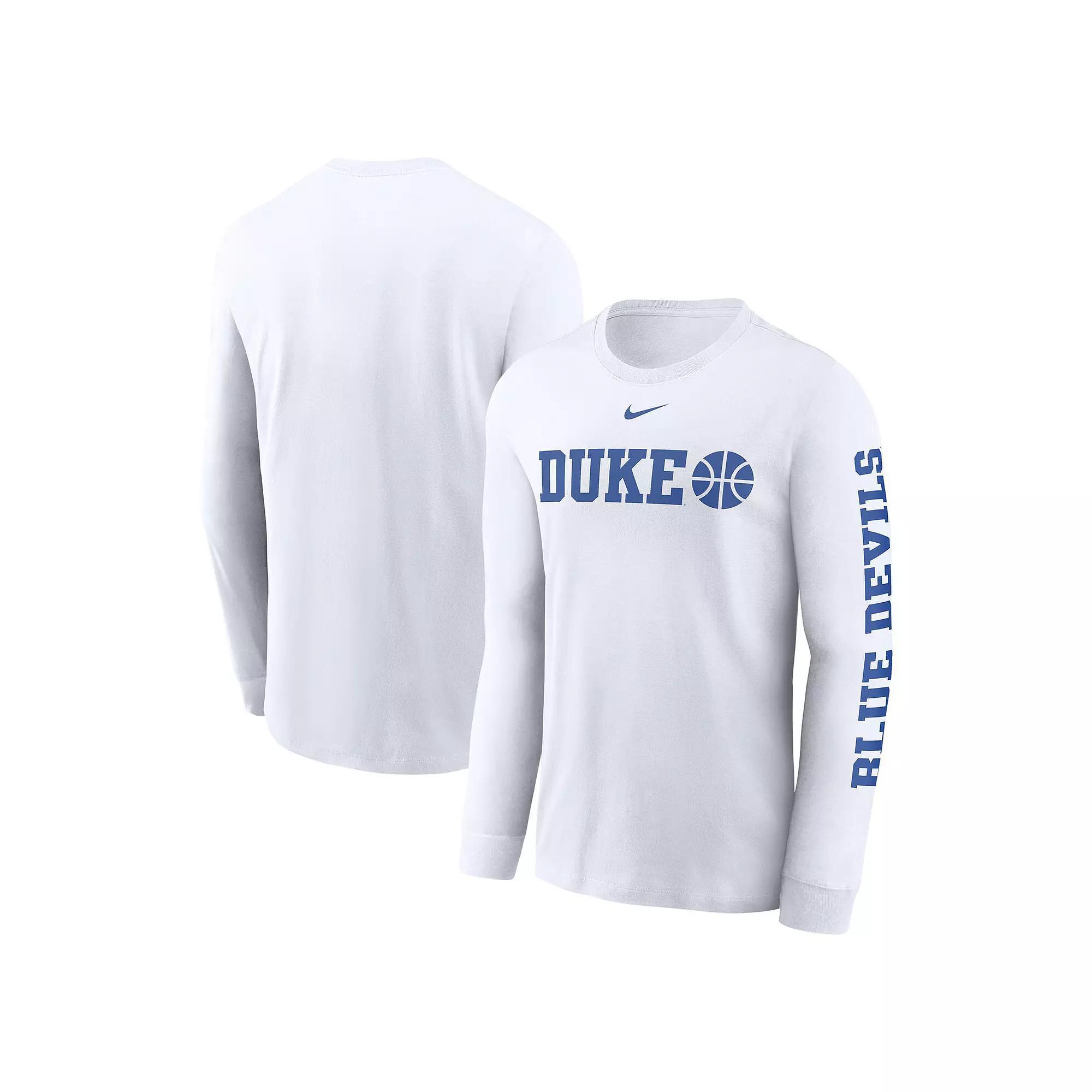 Men's Nike  White Duke Blue Devils Basketball Icon Two-Hit Long Sleeve T-Shirt, Size: XL Product Image