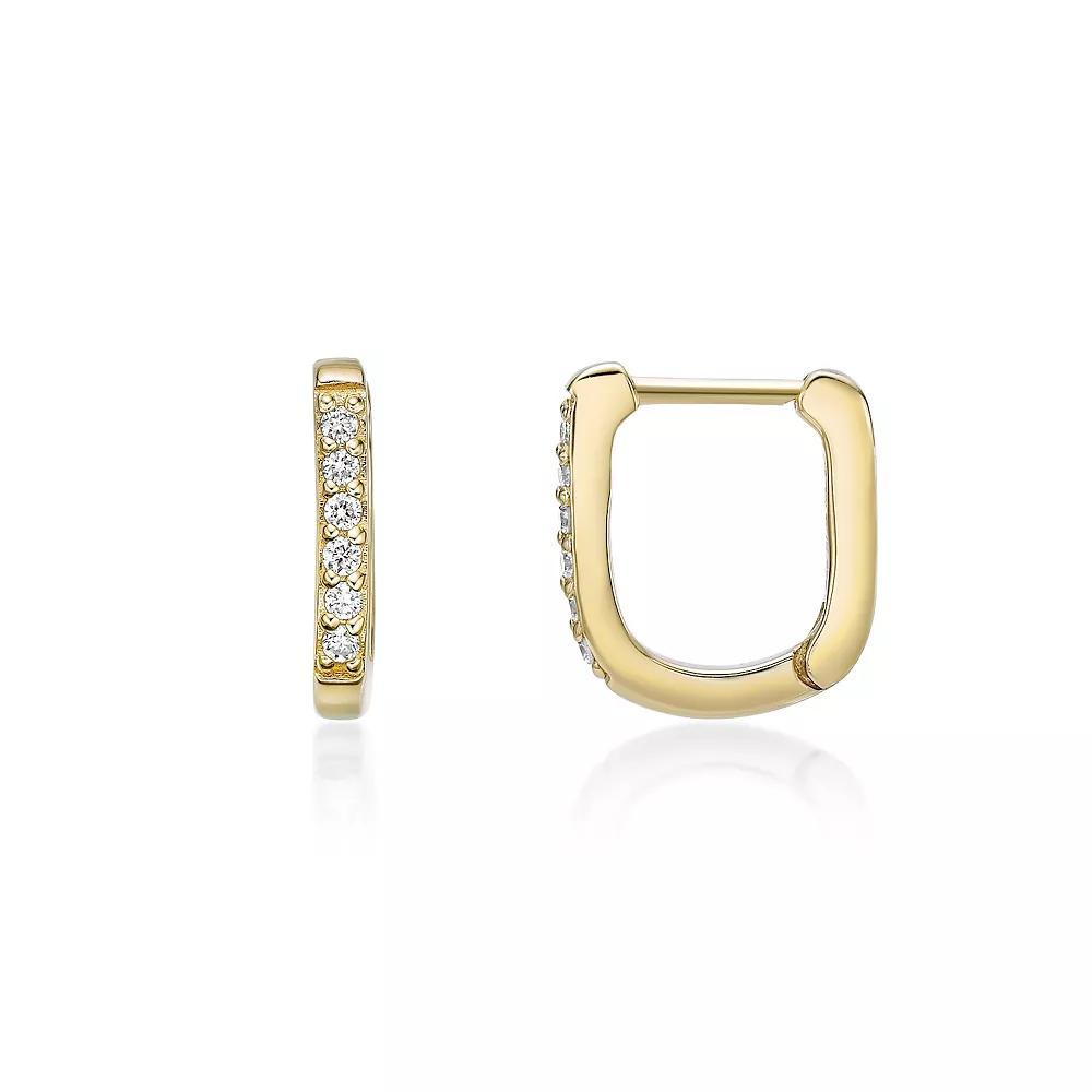 Gemminded 18k Gold Over Silver 1/10 Carat T.W. Lab-Grown Diamond Hoop Earrings, Women's, Gold Tone Product Image