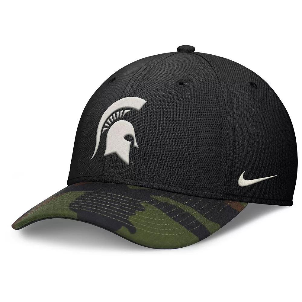 Men's Nike Black/Camo Michigan State Spartans 2024 Military Appreciation Rise Swoosh Performance Flex Hat, Size: Medium/Large Product Image