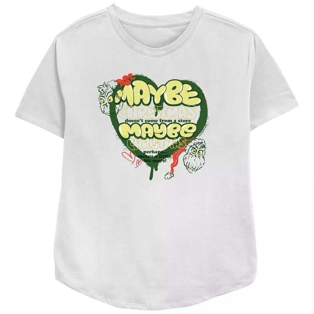 Women's Dr. Seuss Grinch Maybe Relaxed Fit Graphic Tee, Size: Medium, White Product Image