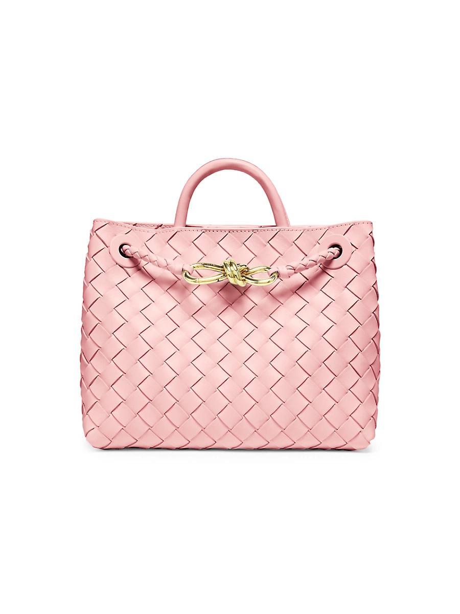 Womens Small Andiamo Intrecciato Leather Top-Handle Bag Product Image