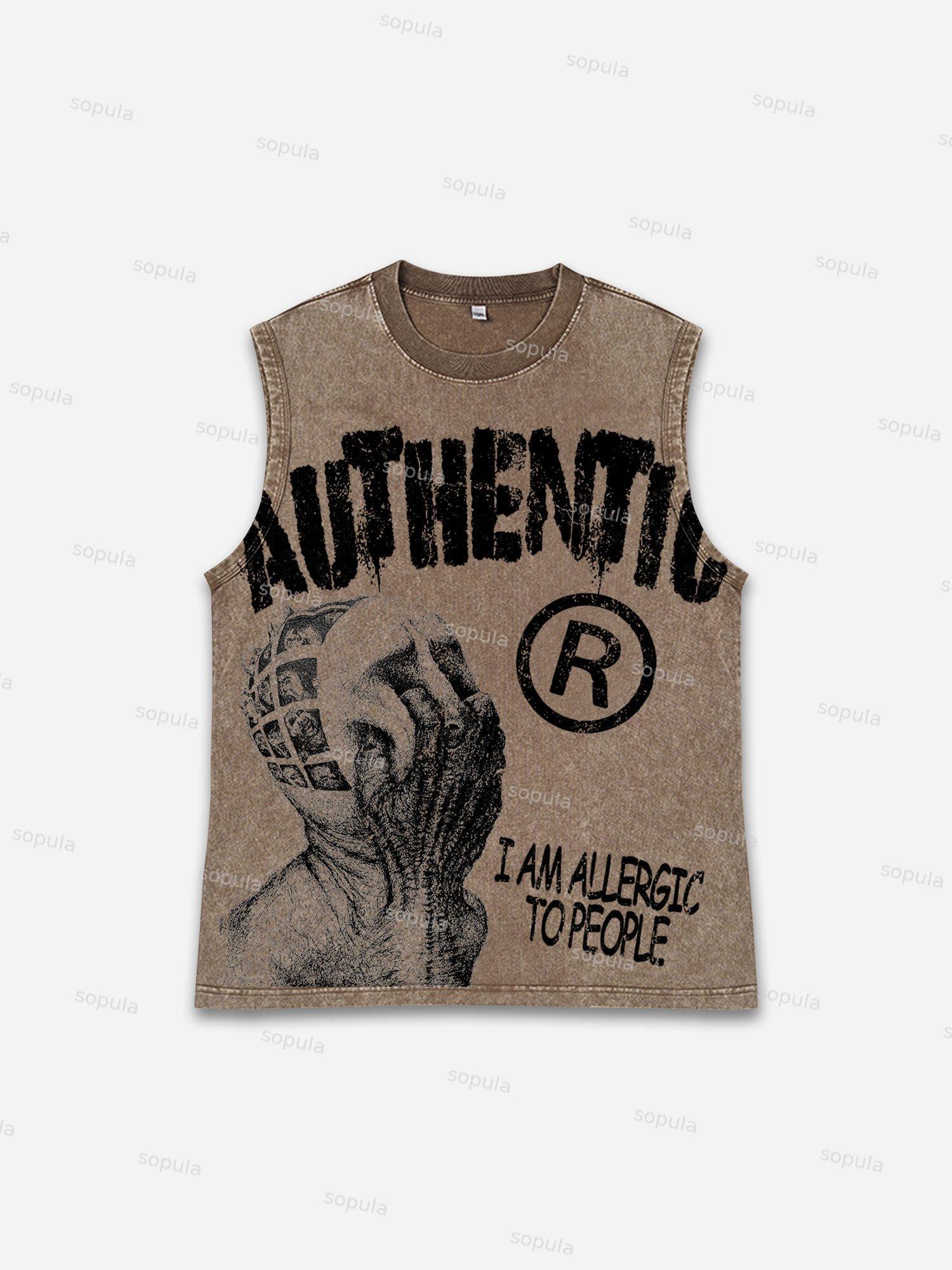 I Am Allergic To People Graphic Print Washed Tank Top Product Image