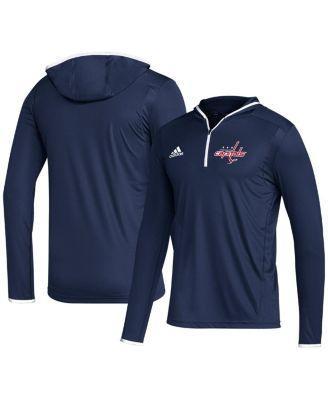Mens adidas Washington Capitals Team Long Sleeve Quarter-Zip Hoodie T-Shirt Blue Product Image