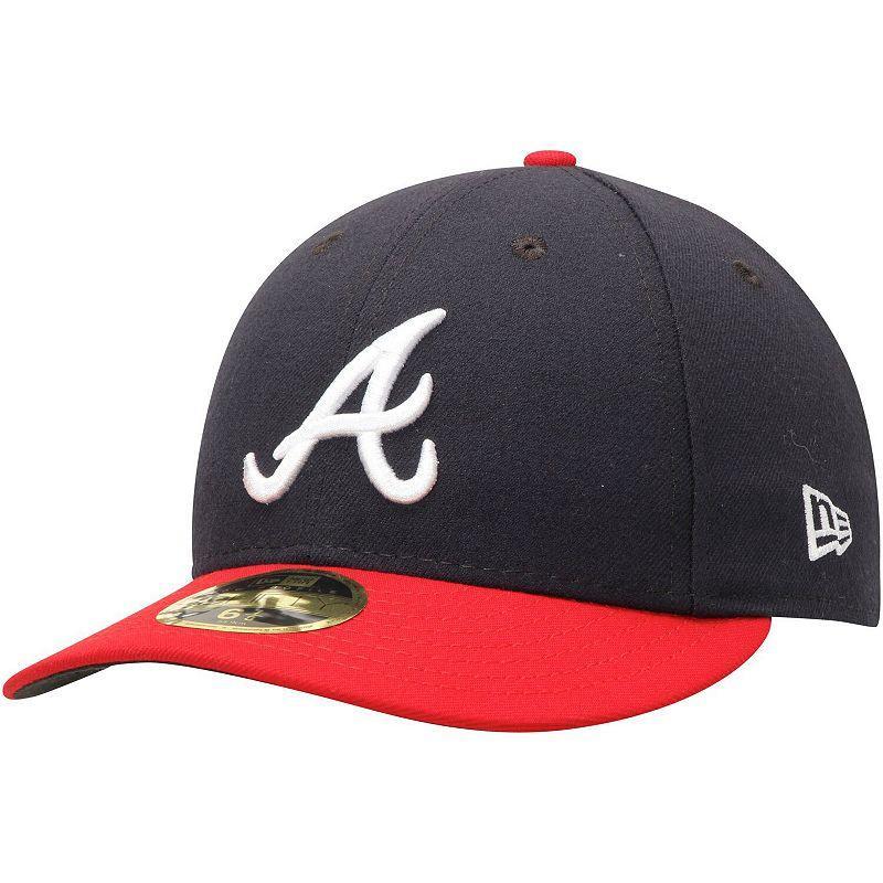 Mens New Era /Red Atlanta Braves Home Authentic Collection On-Field Low Profile 59FIFTY Fitted Hat Blue Product Image