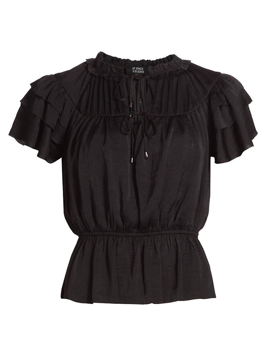 Womens Parachute Ruffled Peplum Top Product Image