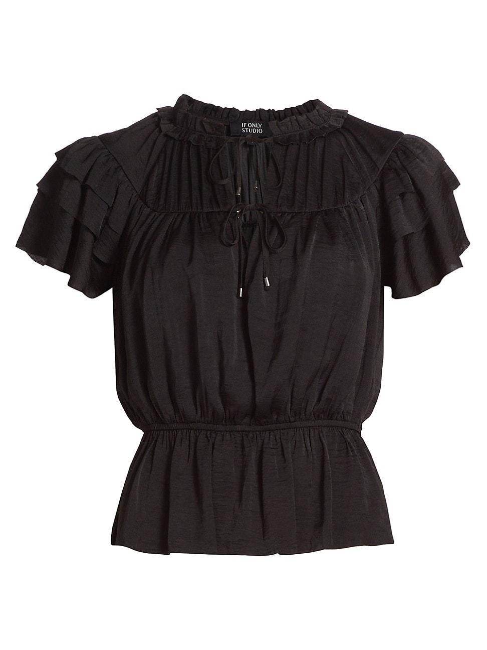 Womens Parachute Ruffled Peplum Top Product Image