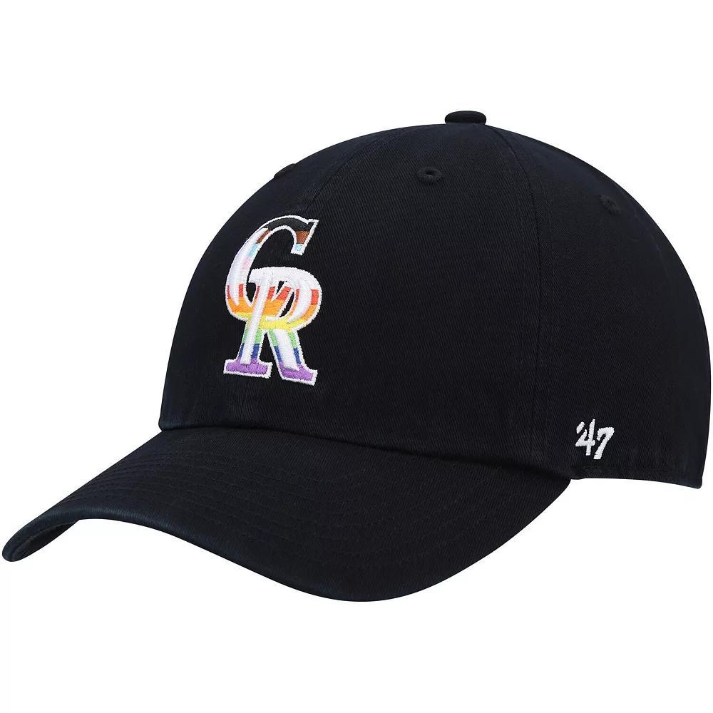 Men's '47  Black Colorado Rockies Team Pride Clean Up Adjustable Hat Product Image