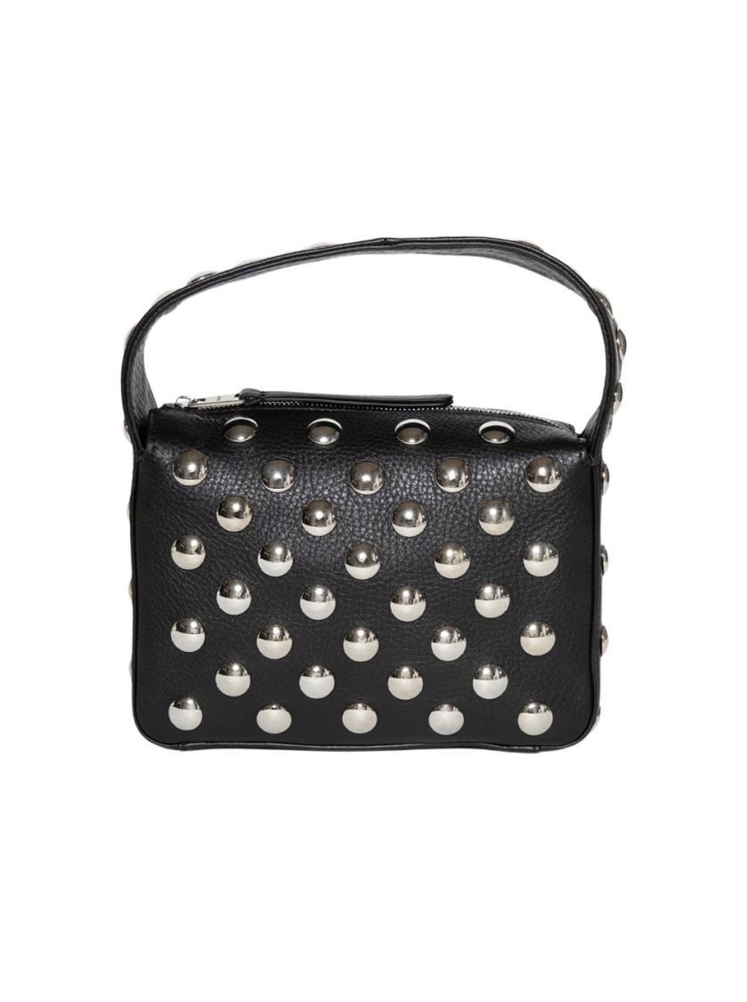 KHAITE Elena Small Studded Textured-leather Shoulder Bag In Black Product Image
