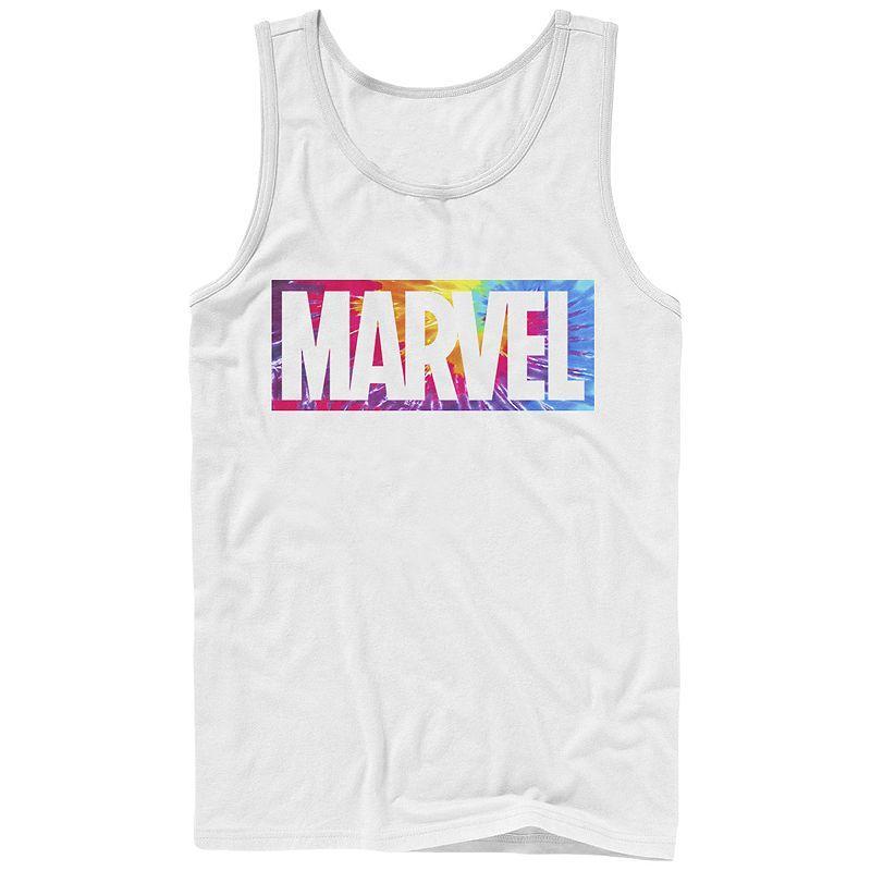 Men's Marvel Logo Tie Dye Graphic Tank Top, Size: Large, White Product Image