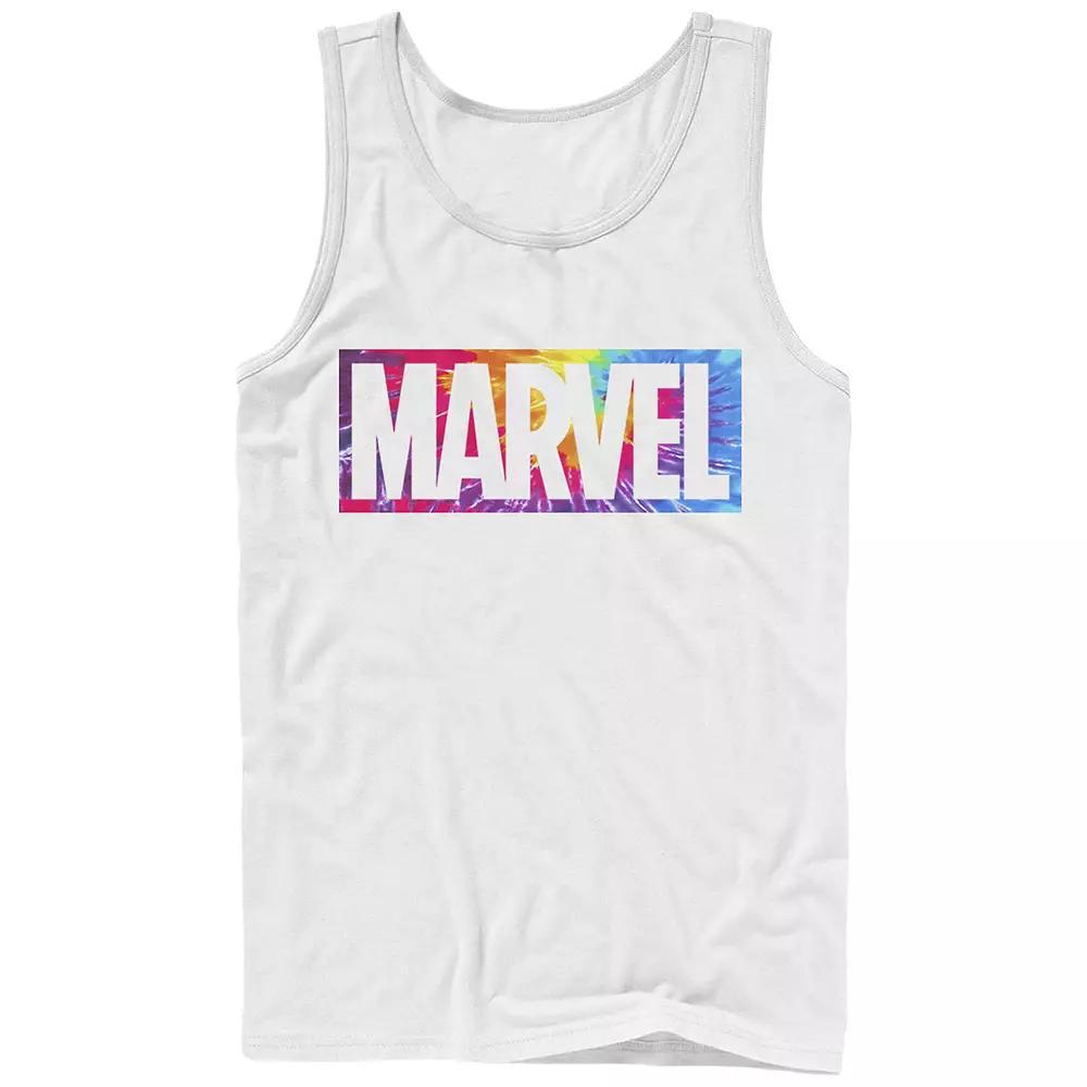 Men's Marvel Logo Tie Dye Graphic Tank Top, Size: Large, White Product Image