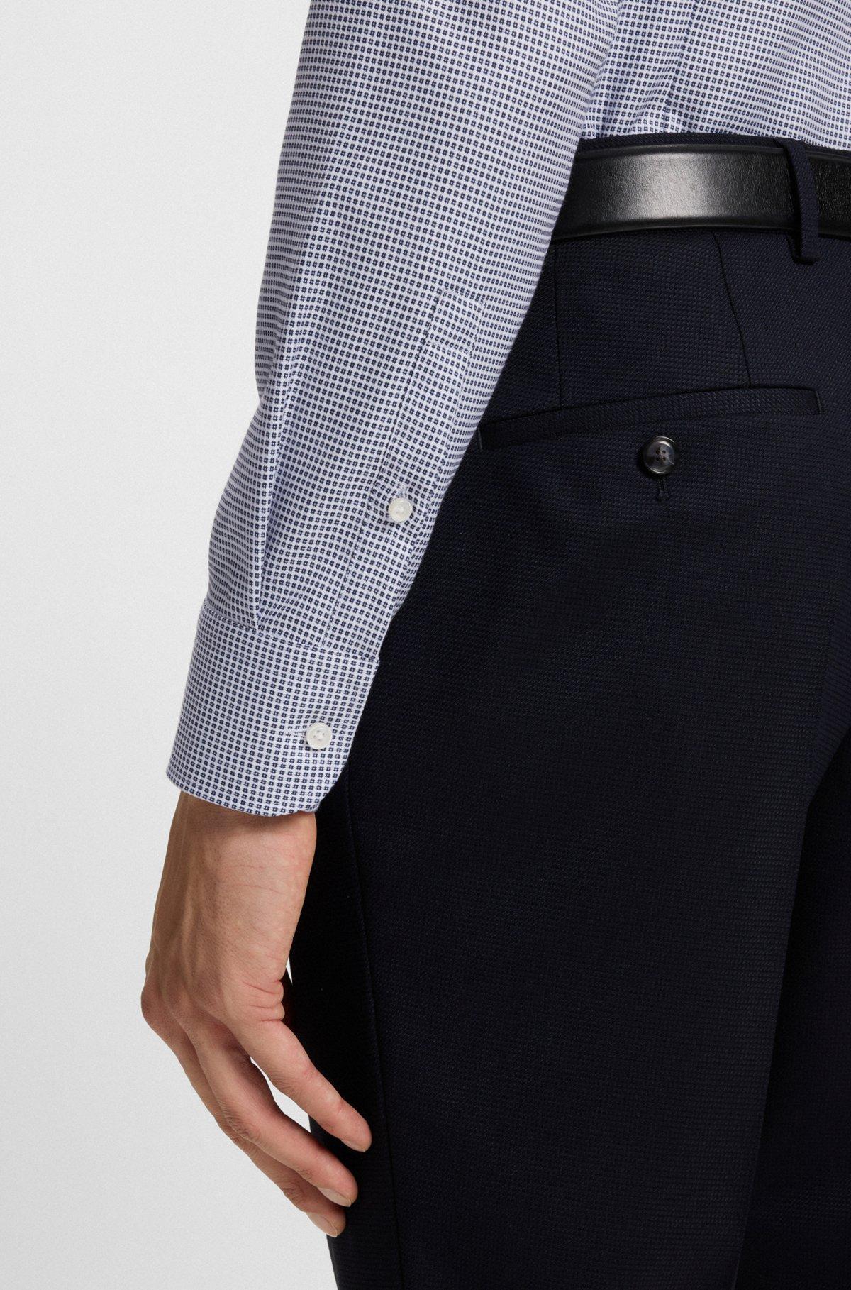 BOSS - Slim-fit shirt in structured cotton - Light Blue Product Image