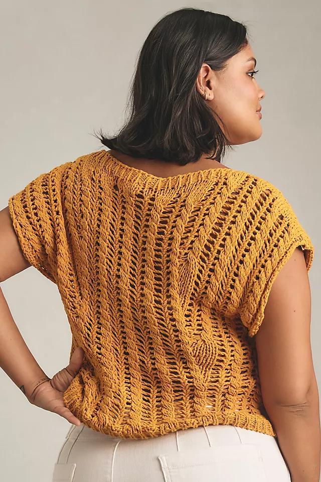 Maeve Asymmetrical Open-Stitch Muscle Sweater Vest Product Image