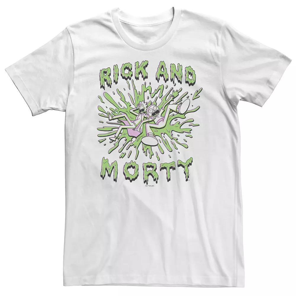 Big & Tall Rick & Morty Slime Splatter Tee, Men's, Size: 3XL Tall, White Product Image