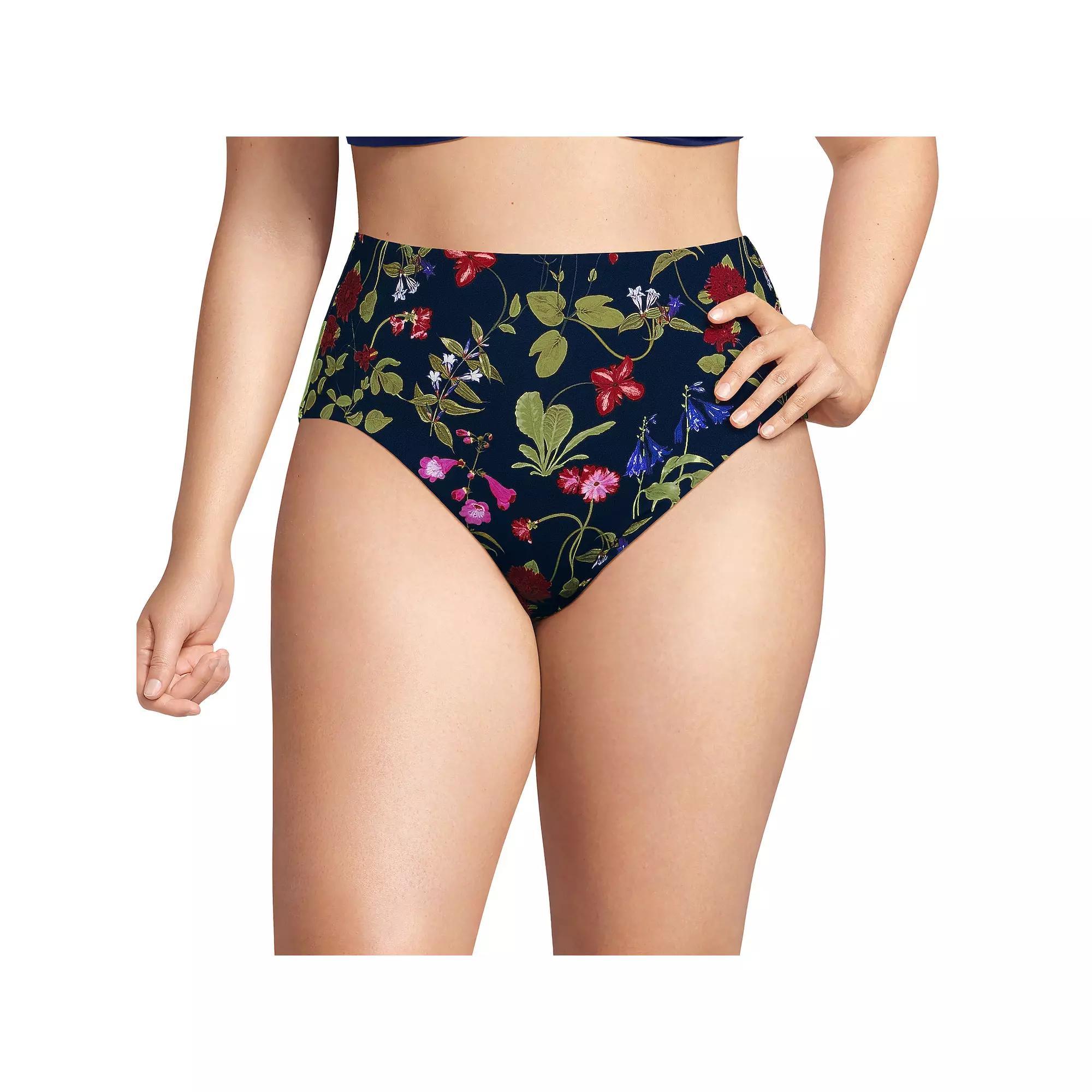 Plus Size Lands' End Smoothing High Waisted Swim Bottoms, Women's, Size: 16 W, Cloud Blue Floral Product Image