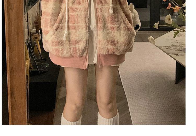 Plaid Padded Zip-Up Jacket Product Image