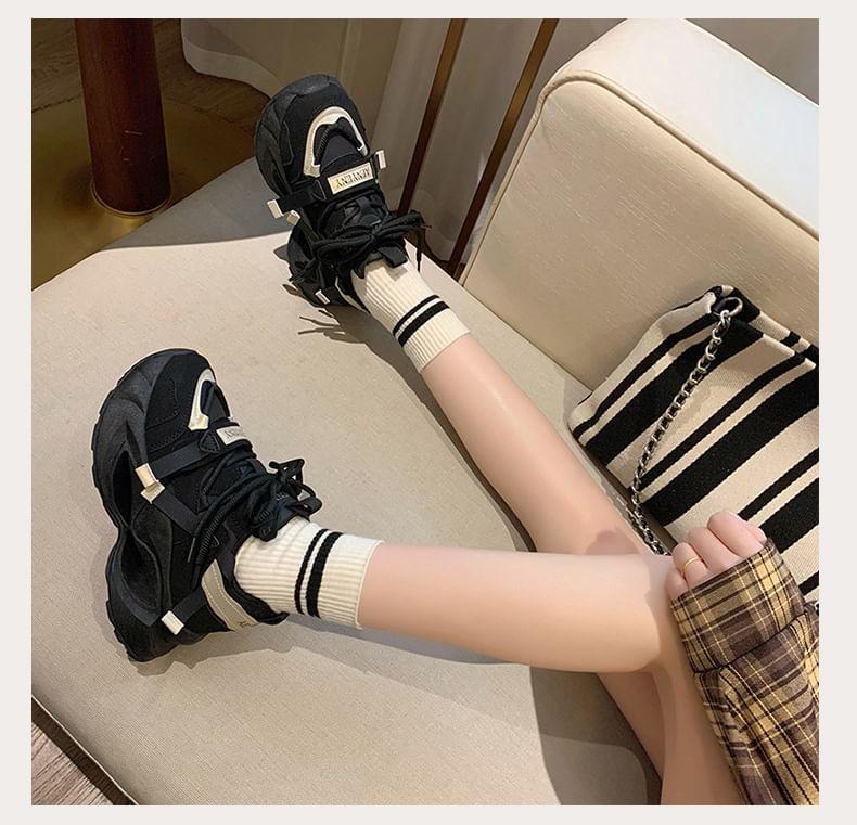 Two-Tone Platform Sneakers Product Image