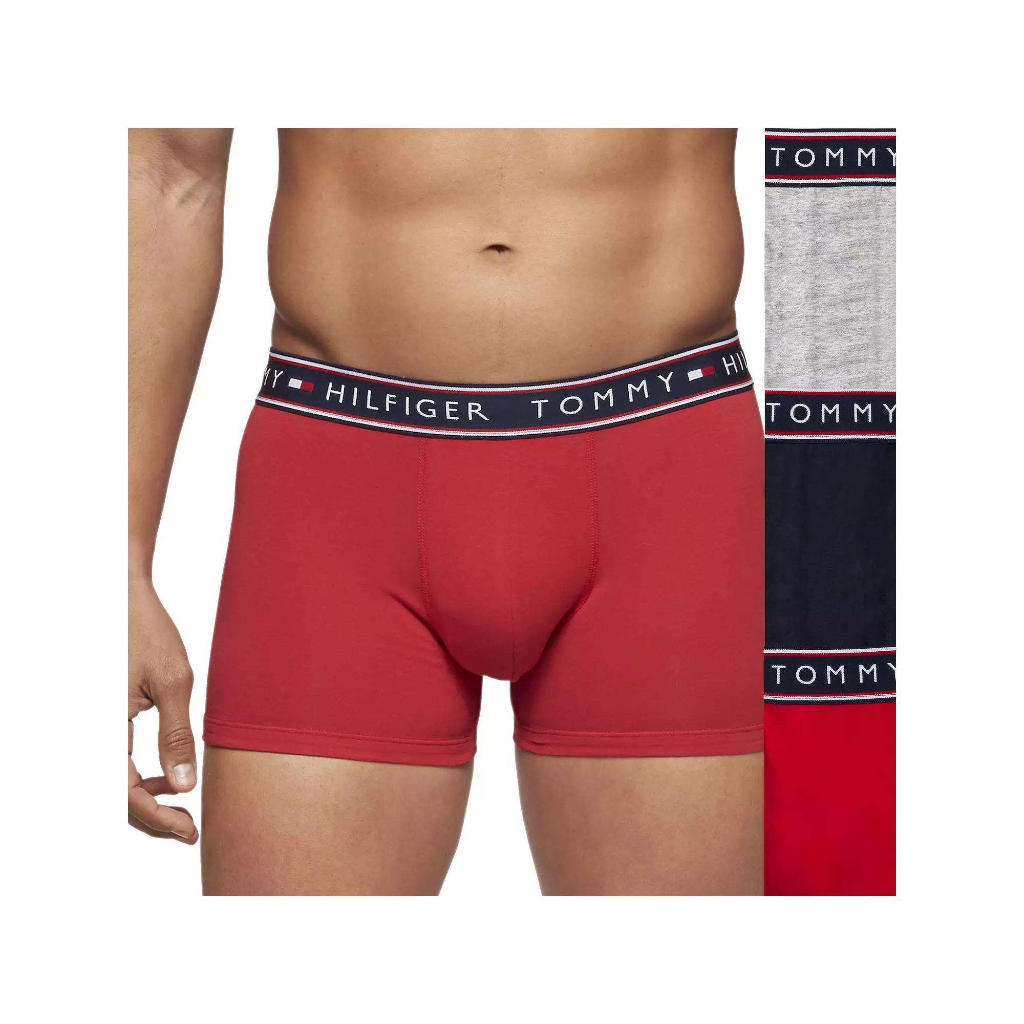 Men's Tommy Hilfiger Stretch 3-Pack Trunk Briefs, Size: XXL, Red Black Grey Product Image