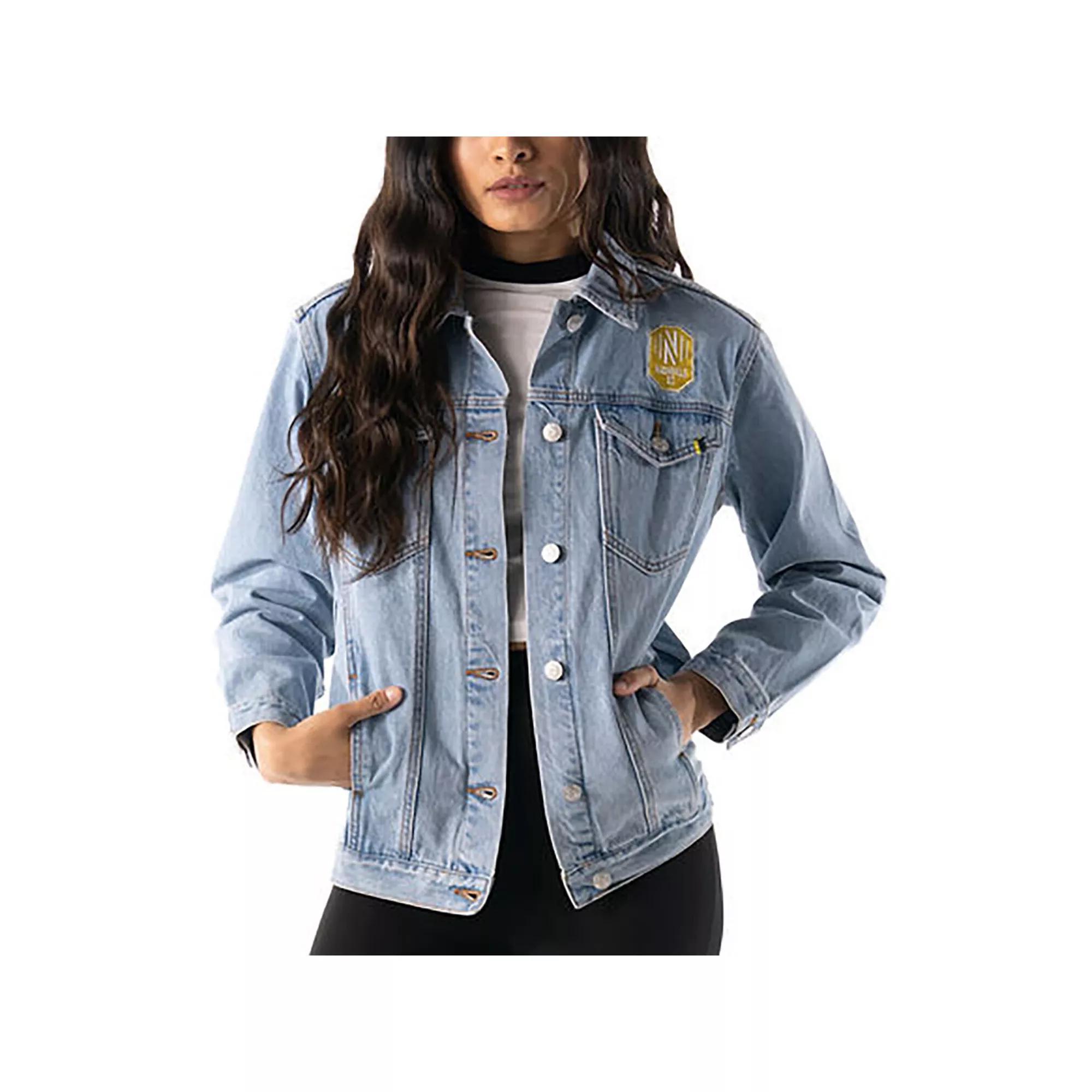 Women's The Wild Collective Blue Nashville SC Print Denim Button-Up Jacket, Size: Large, Mls Blue Product Image