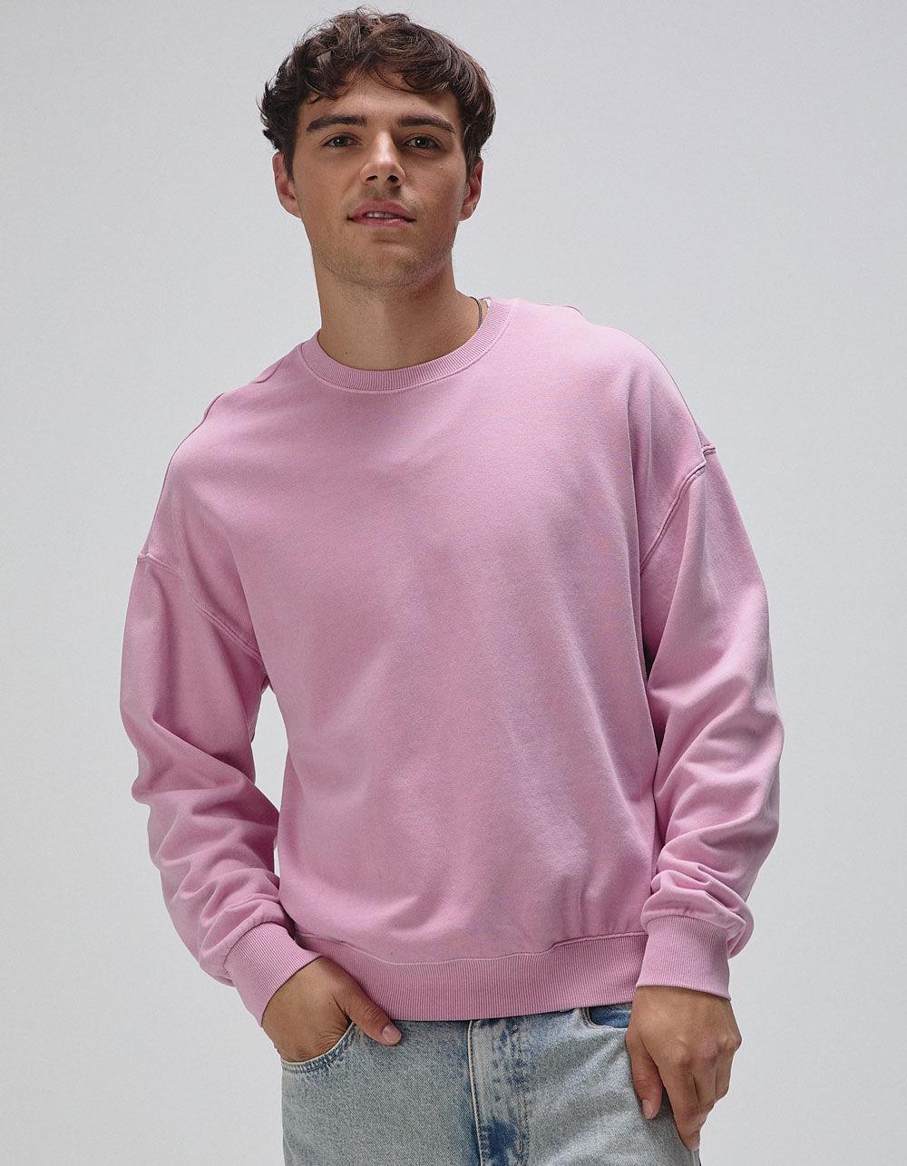 RSQ Mens Washed Oversized Crewneck Sweatshirt - PINK Product Image